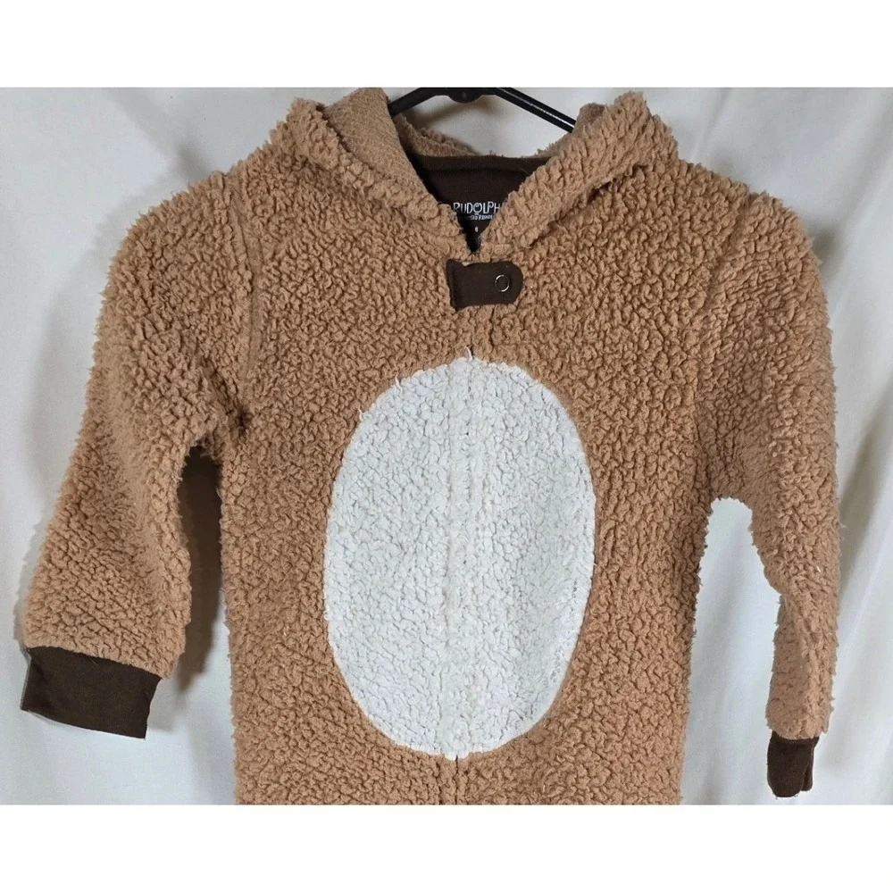 Rudolph the Red Nose Reindeer Sherpa Fleece Hooded Zip-Up Pajamas Medium‎
